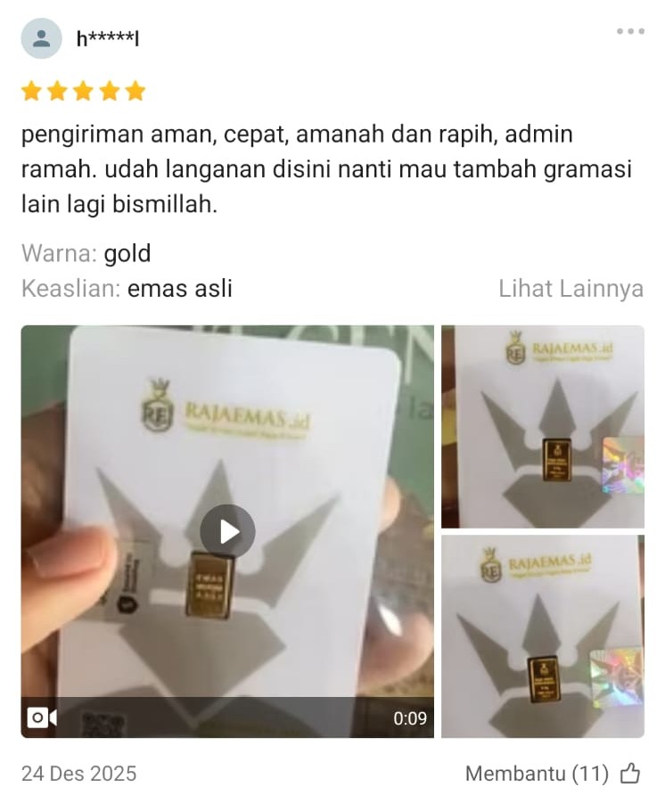 Testimoni Pelanggan Raja Emas Indonesia di WhatsApp